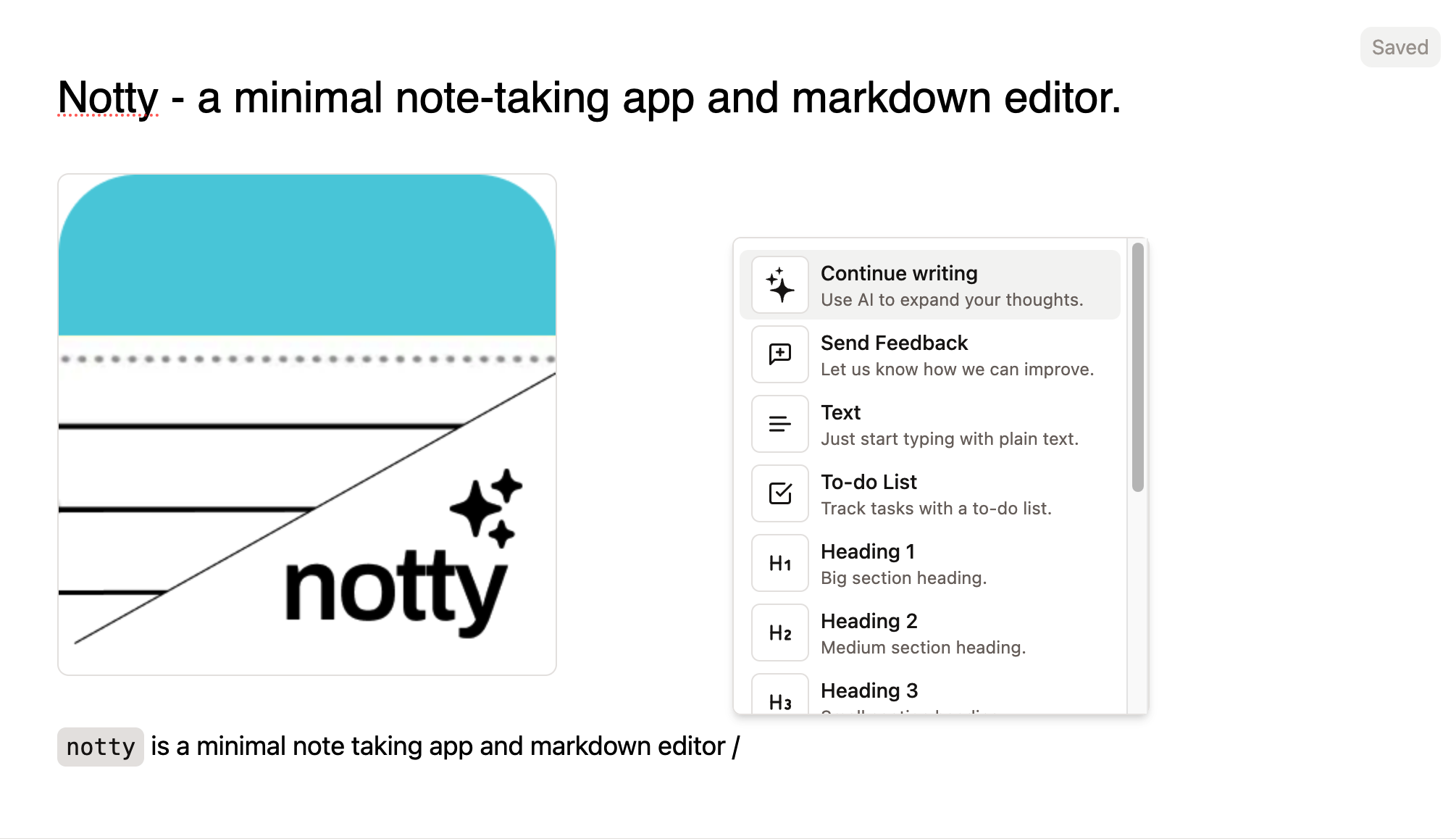 Notty：一款基于AI 驱动的简洁快速笔记应用和Markdown编辑器