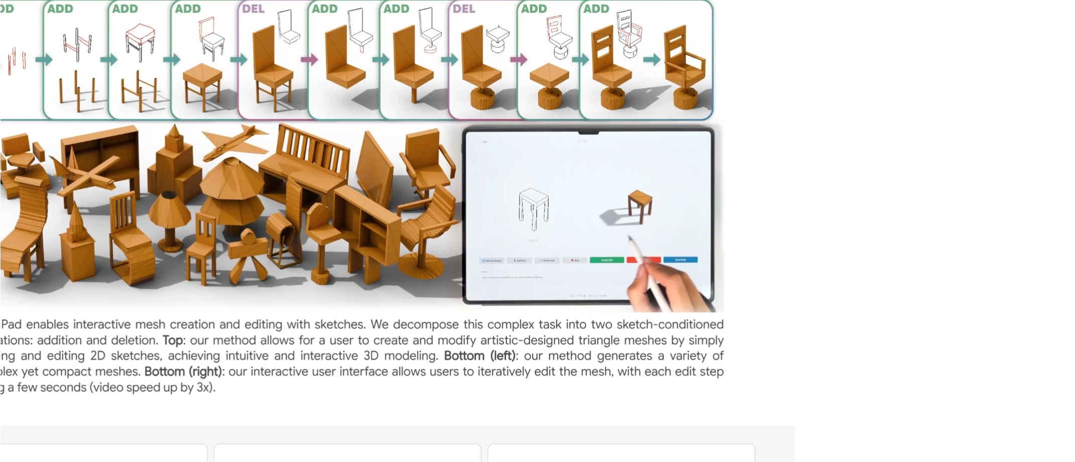 MeshPad：草图驱动的3D网格生成与编辑工具